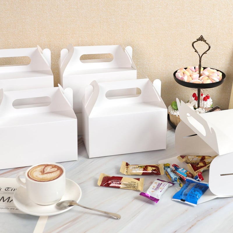 LOKQING 7x3.85x3.85 Inches Party Favor Boxes White Treat Boxes Gable Boxes Paper Gift Boxes for Baby Showers Birthday Party Wedding (25 Pack) - Image 2